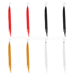 FIBLOOM 4 Pairs 4 Colors Faux Suede Tassel Earrings, Long Dangle Earrings with Iron Pins, Mixed Color, 205mm, 1 pair/color(EJEW-FI0003-10)