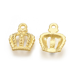 Tibetan Style Alloy Crown Charms, Lead Free & Cadmium Free, Golden, 14x12x1mm, Hole: 1.5mm(EBB054Y-G)