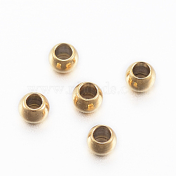 Ion Plating(IP) 304 Stainless Steel Beads, Round, Golden, 2x1.2mm, Hole: 1mm(STAS-H394-08G)