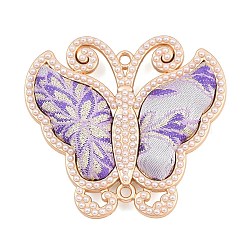 Alloy & Imitation Plastic Links, Butterfly, Purple, Golden, 47x50.5x10.5mm, Hole: 2.5mm(FIND-B070-02G)