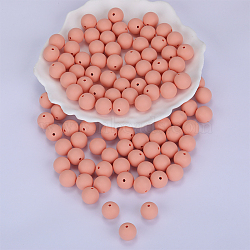 Round Silicone Focal Beads, Chewing Beads For Teethers, DIY Nursing Necklaces Making, Linen, 15mm, Hole: 2mm(SI-JX0046A-84)