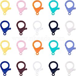 Plastic Lobster Claw Clasps, Mixed Color, 35x24.5x6mm, Hole: 3mm, 10 colors, 10pcs/color, 100pcs/box(KY-FH0001-02)