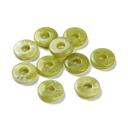 Resin Imitation Gemstone Donut/Pi Disc Charms, Olive Drab, 15x3.5mm, Hole: 5mm(RESI-A035-04)