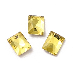 Glass Rhinestone Cabochons, Point Back & Back Plated, Faceted, Rectangle, Citrine, 8x6x2.8mm(RGLA-P037-12B-D226)