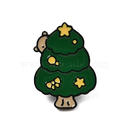 Christmas Theme Zinc Alloy Enamel Pin Brooch for Backpack Clothes, Christmas Tree, 25x18.5mm(JEWE-R003-01EB-10)