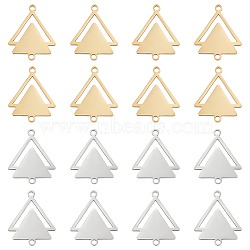 16Pcs 2 Colors 201 Stainless Steel Connector Charms, Laser Cut Links, Double Triangle, Golden & Stainless Steel Color, 19.5x16x1mm, Hole: 1.4mm, 8pcs/color(STAS-UN0054-64)