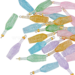 50Pcs 5 Colors Transparent Resin Pendants, Glitter Bottle Charms with Platinum Tone Iron Loops, Mixed Color, 45x12mm, Hole: 2mm, 10pcs/color(RESI-HY0001-13)