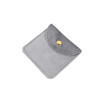 Square Velvet Jewelry Pouches, Jewelry Gift Bags with Snap Button, for Ring Necklace Earring Bracelet, Dark Gray, 8x8cm