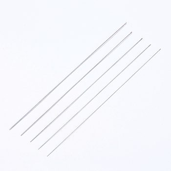 Iron Beading Needle, with Hook, For Quartz Gemstone Beads, Bead Threader, Platinum, 18x0.04cm