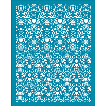 Silk Screen Printing Stencil, for Painting on Wood, DIY Decoration T-Shirt Fabric, Skull Pattern, 12.7x10cm