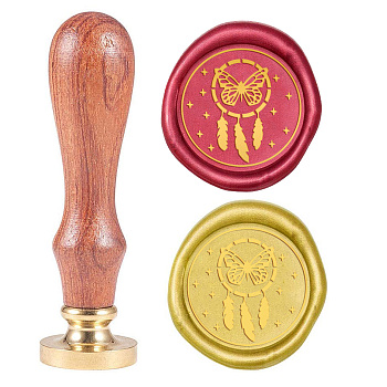 Wax Seal Stamp Set, Sealing Wax Stamp Solid Brass Head,  Wood Handle Retro Brass Stamp Kit Removable, for Envelopes Invitations, Gift Card, Butterfly Pattern, 83x22mm, Head: 7.5mm, Stamps: 25x14.5mm