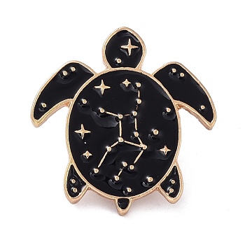 Turtle Enamel Pin, Cute Animal Alloy Enamel Brooch for Backpacks Clothes, Golden, Black, 26.5x25.5x10.5mm