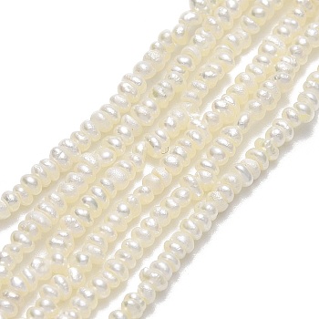 Natural Cultured Freshwater Pearl Beads Strands, Keshi Pearl Beads, Nuggets, Linen, 1.5~2x1.5~2x1mm, Hole: 0.5mm, about 380~395pcs/strand, 14.84~15.55''(37.7~39.5cm)