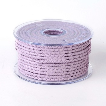 Braided Cowhide Cord, Leather Jewelry Cord, Jewelry DIY Making Material, Plum, 3mm, about 5.46 yards(5m)/roll
