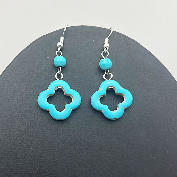 Turquoise Dangle Earrings for Women, Flower