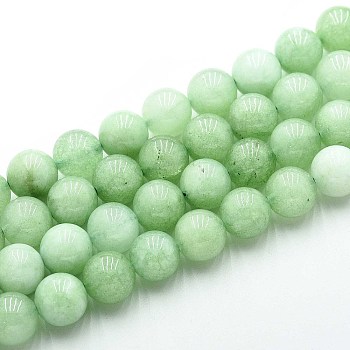 Natural Quartz Beads Strands, Dyed, Round, Imitation Myanmar Jade/Burmese Jade, Honeydew, 10~10.5mm, Hole: 1~1.2mm, about 37~38pcs/strand, 14.76~15.16 inch(37.5~38.5cm)