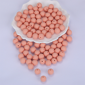 Round Silicone Focal Beads, Chewing Beads For Teethers, DIY Nursing Necklaces Making, Linen, 15mm, Hole: 2mm