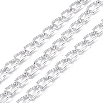 Oval Oxidation Aluminum Curb Chains, Unwelded, with Spool, Silver, Link: 11x6x1.7mm, about 30m/roll