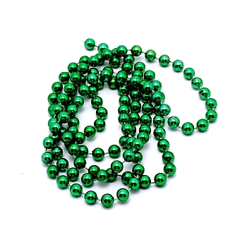 ABS Plated Beads Strands, Round, Green, 6.5mm, Hole: 1mm, about 120pcs/strand, 32.68 inch(83cm)