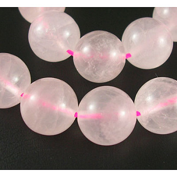 Gemstone Beads Strand, Natural Rose Quartz, Round, about 12mm in diameter, hole: 1mm