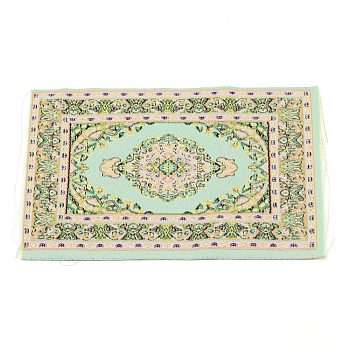 Mini Dollhouse Cloth Carpets, Rectangle with Floral, Pale Goldenrod, 160x100x0.5mm