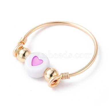 Motif de coeur perles acryliques rondes plates bagues pour fille femmes(RJEW-JR00411)-6