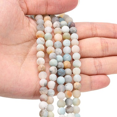 Brins de perles d'amazonite de fleurs naturelles(G-G692-01F-6mm)-4