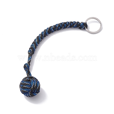 Polyester & Spandex Cord Ropes Braided Wood Ball Keychain(KEYC-JKC00589-02)-2