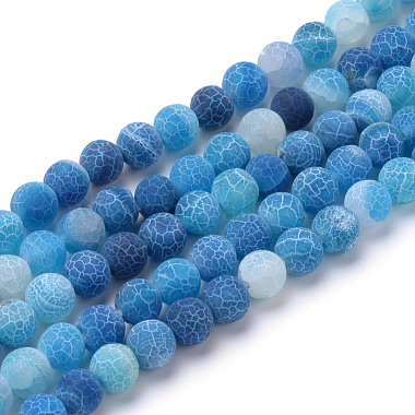 10mm Blue Round Crackle Agate Beads