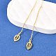Leaf Brass Micro Pave Clear Cubic Zirconia Ear Thread(EJEW-H182-06G)-2