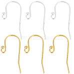 2 Colors 925 Sterling Silver Earring Hooks, Shepherd's Hook Ear Wire, with 925 Stamp, Golden & Silver, 20~21.5x11x1.5mm, 21 Gauge, Pin: 0.7mm, 5 Pairs/color, 10 Pair/box(STER-BBC0006-24B)