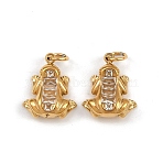 304 Stainless Steel Rhinestone Charms, Frog, Ion Plating(IP), Real 18K Gold Plated, 14.5x12x5mm, Hole: 3.5mm(STAS-P410-22G)