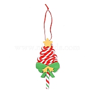 Christmas Tree Lollipop Handmade Polymer Clay Pendant Decorations, for Christmas Tree Wall Door Hanging Ornaments, Lime Green, 185mm(HJEW-P017-02D)