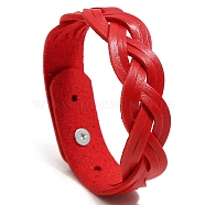 Imitation Leather Braided Cord Bracelets, with Alloy Finding, Red, 8-7/8 inch(22.5cm)(PW-WG88911-01)