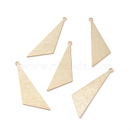 Brass Charms, Triangle, Real 24K Gold Plated, 40x11.5x0.5mm, Hole: 1.4mm(KK-Y003-18G)