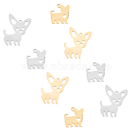 Unicraftale 201 Stainless Steel Pendants, Dog, Golden & Stainless Steel Color, 25x20x1mm, Hole: 1.5mm, 14x15x1mm, Hole: 1.4mm, 16pcs/box(STAS-UN0014-36)