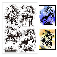 Custom Summer Theme PVC Plastic Clear Stamps, for DIY Scrapbooking, Photo Album Decorative, Cards Making, Horse, 160x110mm(DIY-WH0631-0045)