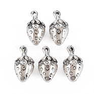 Tibetan Style Alloy Pendants, Cadmium Free & Lead Free, Strawberry, Antique Silver, 16x9x8.5mm, Hole: 1.2mm(PALLOY-T075-145AS-RS)