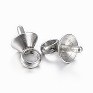 304 Stainless Steel Cup Pearl Peg Bails Pin Pendants, For Half Drilled Beads, Stainless Steel Color, 7x4mm, Hole: 2mm, Pin: 0.8mm(STAS-G161-26B)