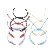 Adjustable Braided Eco-Friendly Korean Waxed Polyester Cord, with 304 Stainless Steel Open Jump Rings, for Link Bracelet Making, Mixed Color, 10-3/8 inch(26.4cm), Hole: 3mm(AJEW-JB01202)