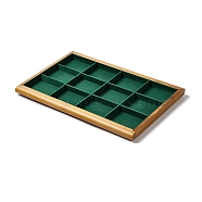 12-Slot Wood with Velvet Jewelry Trays, Jewelry Organizer Holder for Rings Earrings Necklaces Bracelets Storage, Rectangle, Green, 35.1x24x2cm(VBOX-C003-08A)
