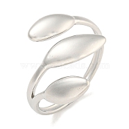 Non-Tarnish Leaf 304 Stainless Steel Open Cuff Finger Rings for Women, Stainless Steel Color, 20mm, Inner Diameter: 18mm(RJEW-P114-09P)