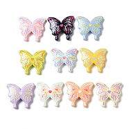 Opaque Resin Decoden Cabochons, Glitter Butterfly, Mixed Color, 27.5x25.5x6mm(RESI-H165-04)