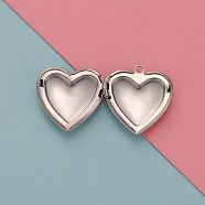Stainless Steel Locket Pendants, Photo Frame Charms for Necklaces, Heart, Stainless Steel Color, 26x22.6mm(HEAR-PW0001-067P)