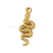 Ion Plating(IP) 304 Stainless Steel Pendants, Snake Charms, Real 18K Gold Plated, 26x10x2.5mm, Hole: 1.6mm(STAS-N103-11G)