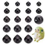 PandaHall Elite 300Pcs 5 Style Resin Imitation Pearl Buttons, Mushroom Buttons, Black, 8~16x8~16mm, Hole: 1.2~2mm(RESI-PH0002-13)