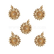 5Pcs Brass Pendants, Long-Lasting Plated, Flower, Real 18K Gold Plated, 21x18x4.5mm, Hole: 3mm, Jump Ring: 5x0.8mm(KK-SZ0004-39)