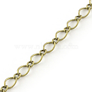 Iron Figaro Chains, Curb Chains, with Spool, Soldered, Antique Bronze, 5.7x3.8x0.5mm, about 328.08 Feet(100m)/roll(CH-R078-01AB)