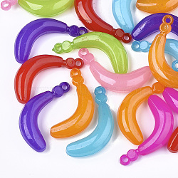 Transparent Acrylic Pendants, Banana, Mixed Color, 43x18x10mm, Hole: 2.5mm, about 197pcs/500g(TACR-S133-077)