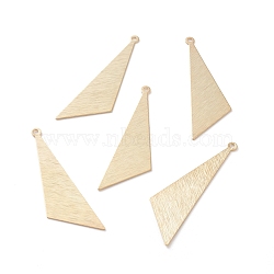 Brass Charms, Triangle, Real 24K Gold Plated, 40x11.5x0.5mm, Hole: 1.4mm(KK-Y003-18G)